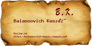 Balassovich Kesző névjegykártya